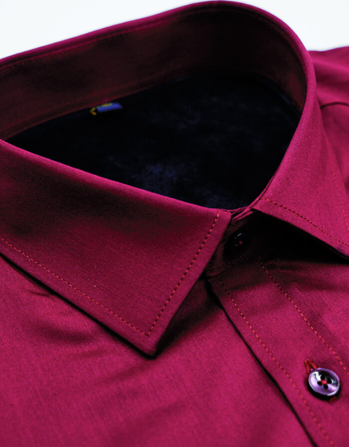 保羅保暖襯衫 加絨加厚免燙長袖襯衣，酒紅色40碼植絨工藝解析